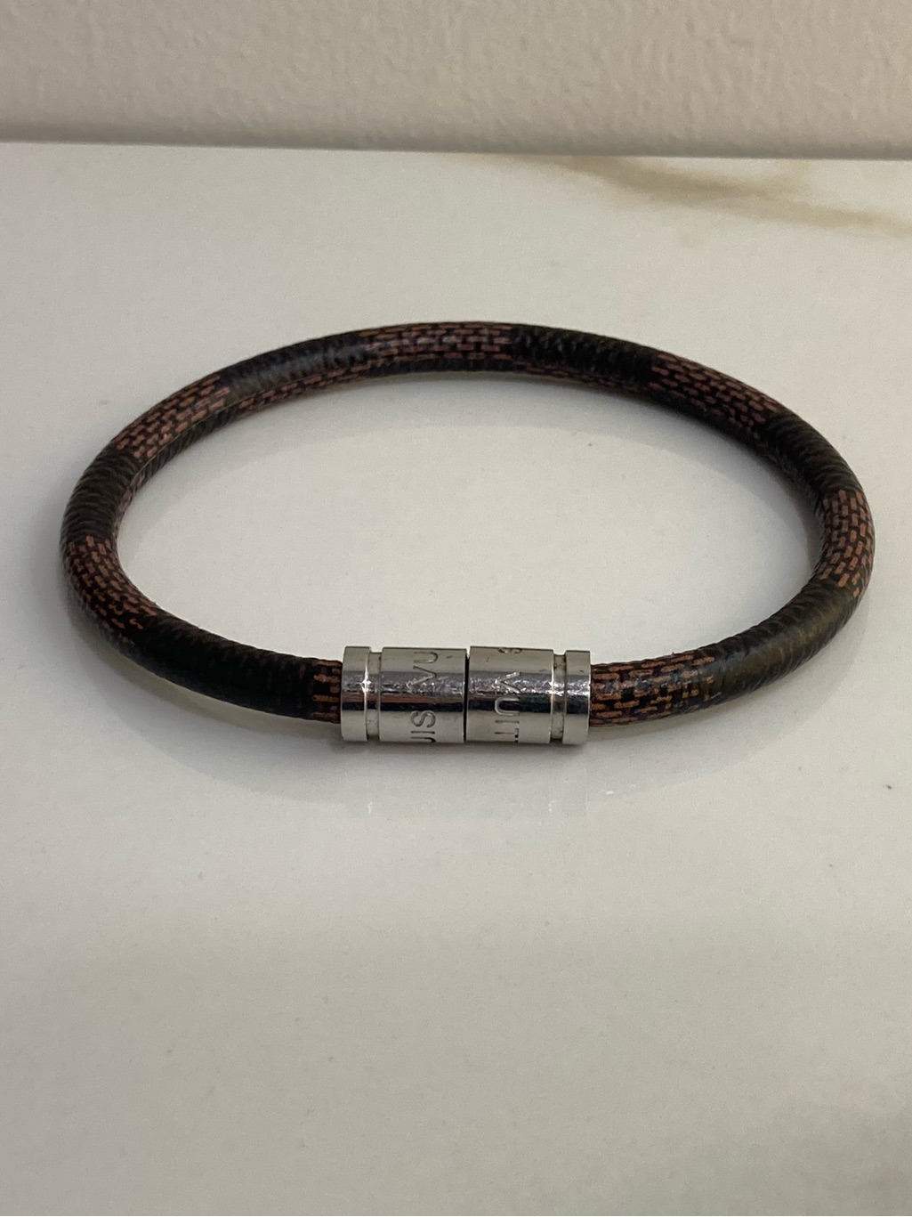 Brown And Black Leather Bracelet With Silver Magnetic Clasp Nwt Unisex